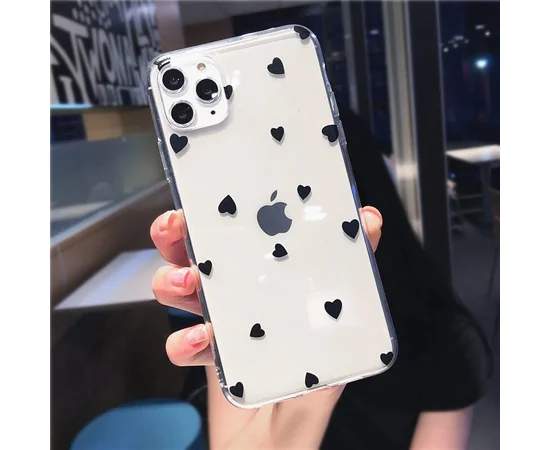 Силиконовый чехол "USLION" Black hearts для iPhone 13 Pro