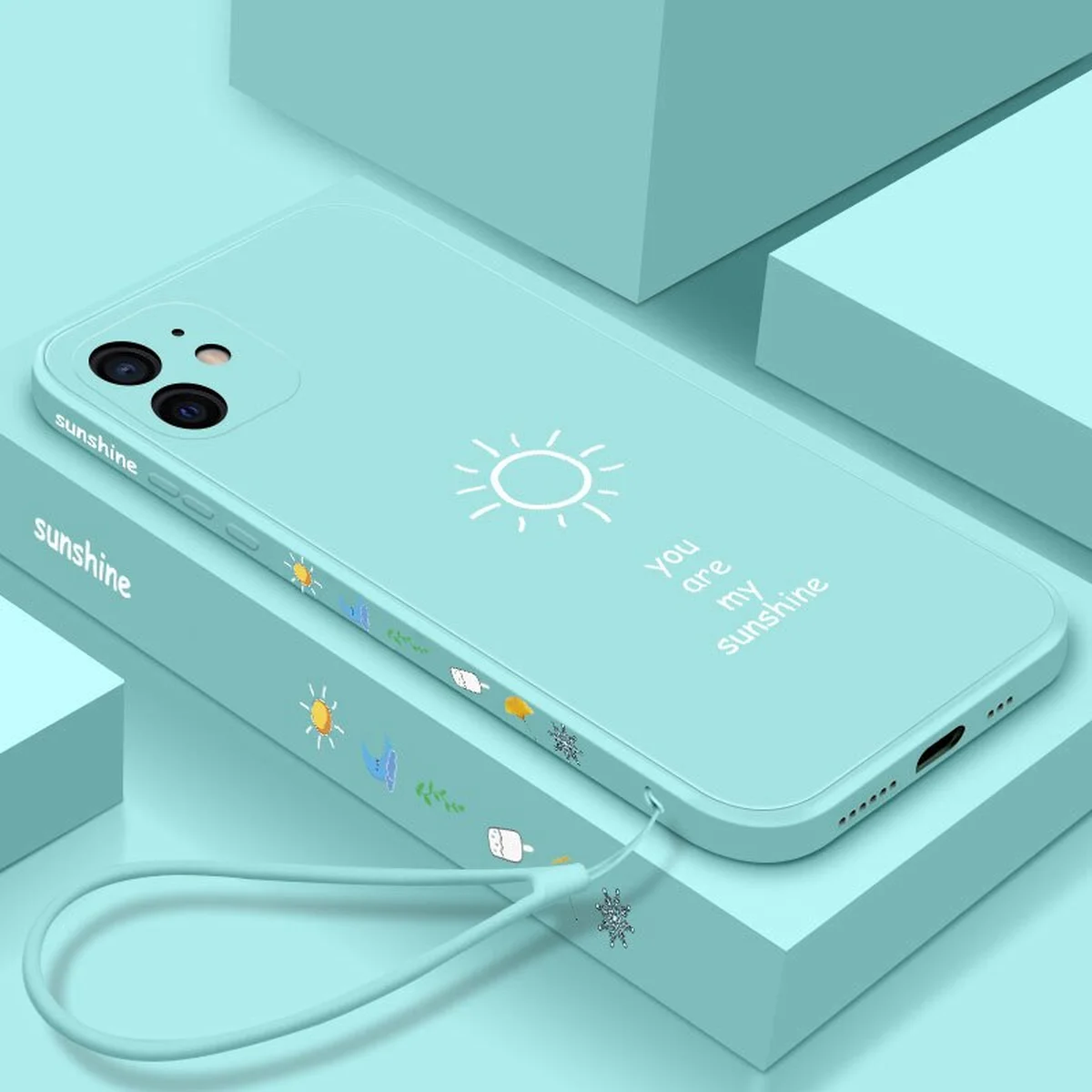 Силиконовый чехол "Sunshine" бирюзовый для iPhone 12