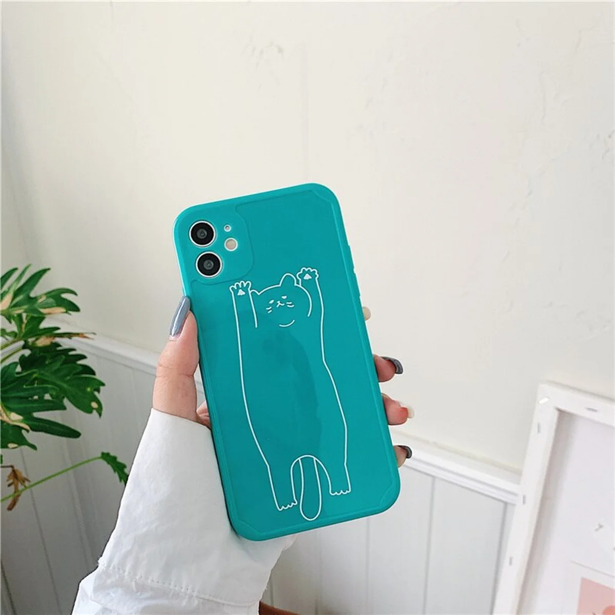 Силиконовый чехол "Mini Cute" Котэ зеленый для iPhone 12