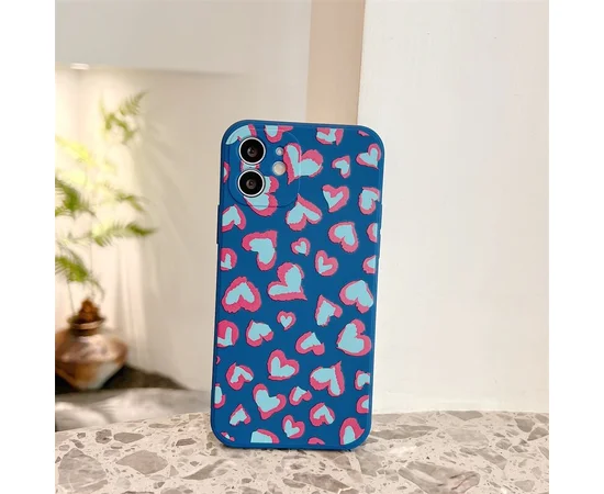 Силиконовый чехол "Pink Love" синий для iPhone 12