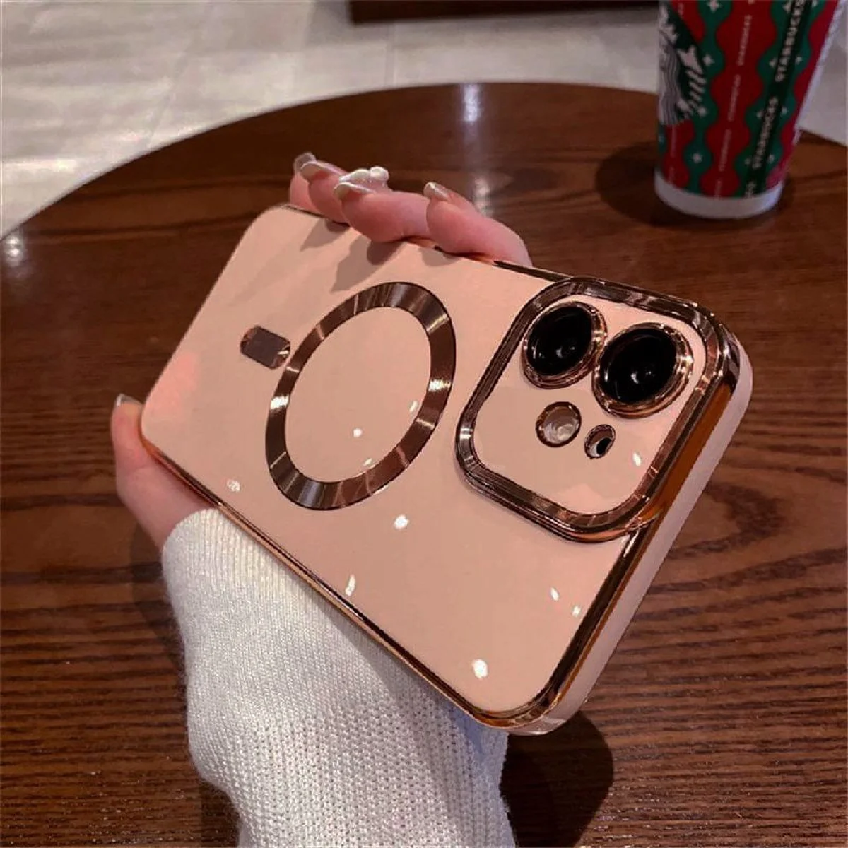 Силиконовый чехол "Luxury Plating" with MagSafe для Apple iPhone 11 Розовый
