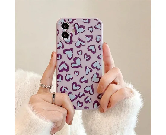 Силиконовый чехол "Pink Love" фиолетовый для iPhone 12