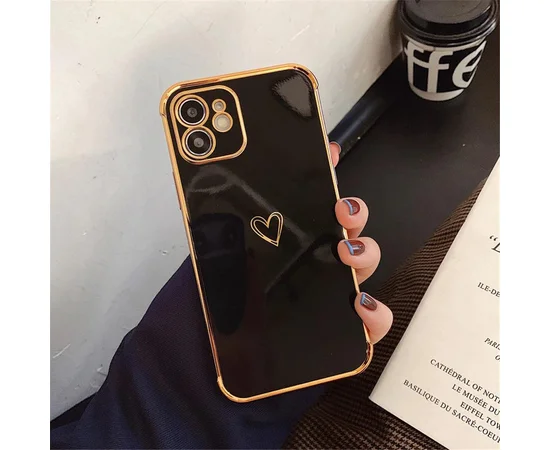 Силиконовый чехол "Electroplating Love Heart" черный для iPhone 12