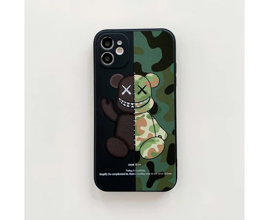 Силиконовый чехол "Army Bear" темный для iPhone 12 Pro