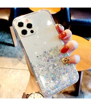 Силиконовый чехол "Shining stars" с блестками для iPhone 12 Pro / 12 Прозрачный