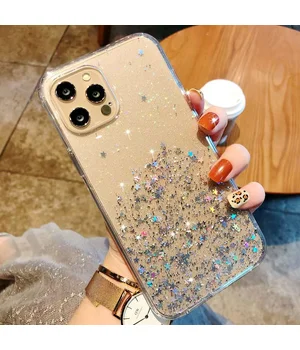 Силиконовый чехол "Shining stars" с блестками для iPhone 12 Pro Max Прозрачный
