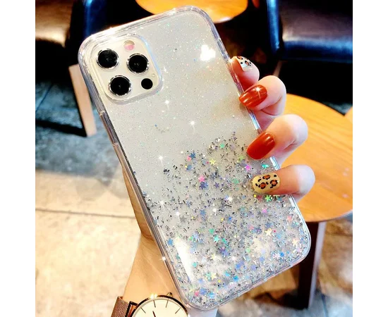Силиконовый чехол "Shining stars" с блестками для iPhone 12 Pro / 12 Прозрачный