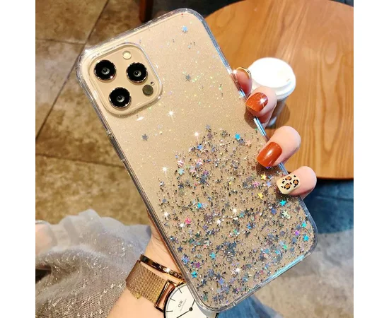 Силиконовый чехол "Shining stars" с блестками для iPhone 12 Pro / 12 Прозрачный