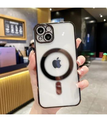 Силиконовый чехол "Transparent Plating" with MagSafe для Apple iPhone 15 Plus Черный