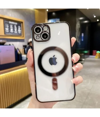 Силіконовий чохол "Transparent Plating" with MagSafe для Apple iPhone 15 Plus Чорний Силіконовий чохол "Transparent Plating" with MagSafe для Apple iPhone 15 Plus Чорний