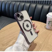 Силиконовый чехол "Transparent Plating" with MagSafe для Apple iPhone 15 Фиолетовый