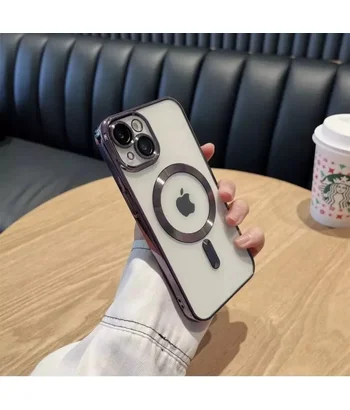 Силіконовий чохол "Transparent Plating" with MagSafe для Apple iPhone 15 Plus Фіолетовий