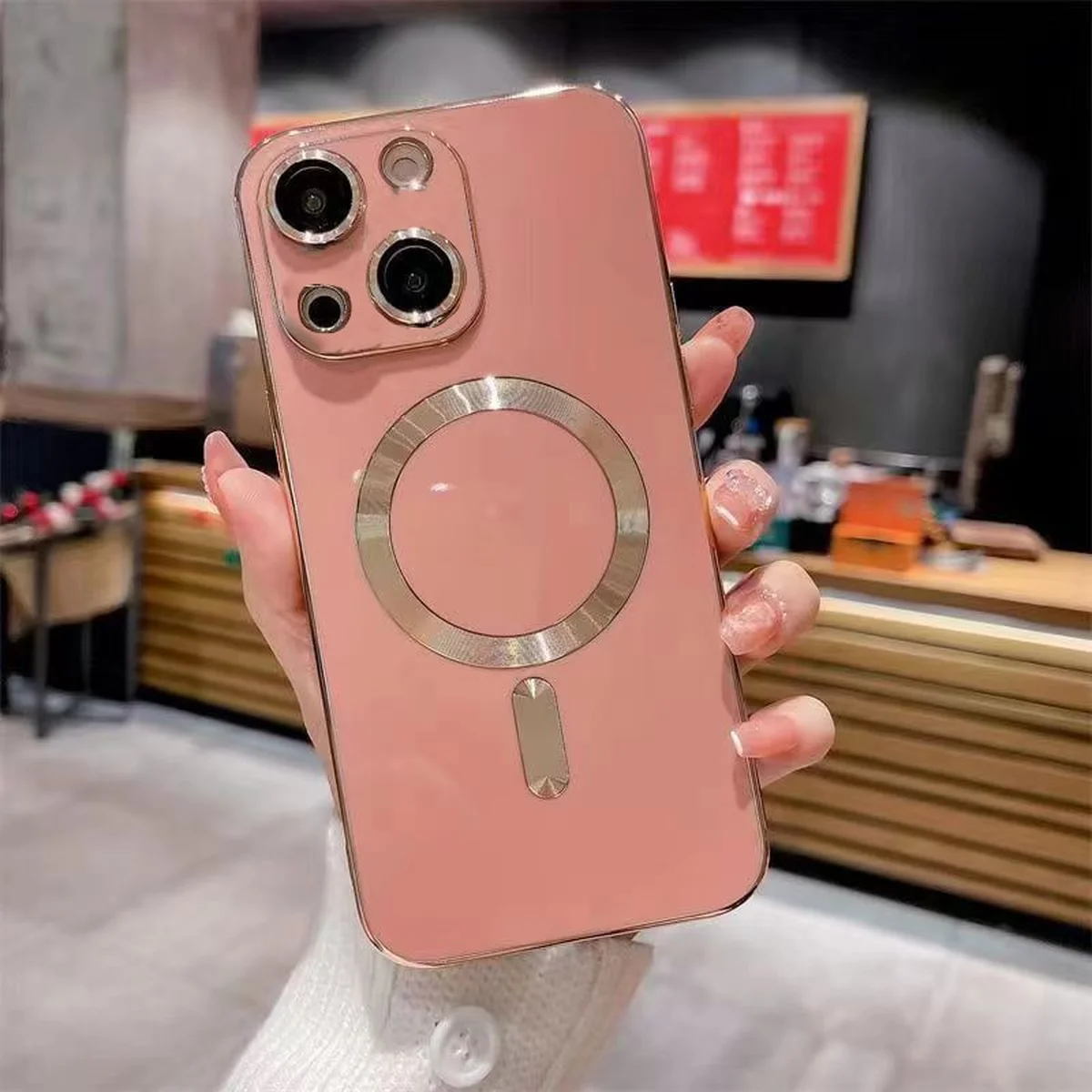 Силиконовый чехол "Luxury Plating" with MagSafe для Apple iPhone 13 Розовый