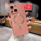 Силиконовый чехол "Luxury Plating" with MagSafe для Apple iPhone 13 Розовый