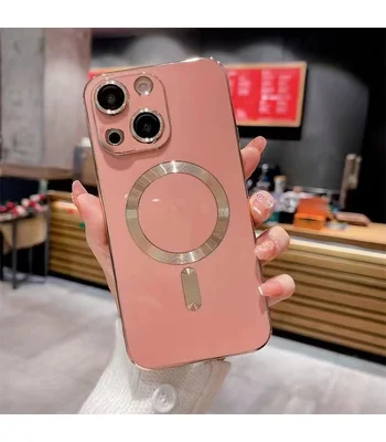 Силіконовий чохол "Luxury Plating" with MagSafe для Apple iPhone 13 Рожевий