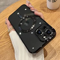 Силиконовый чехол "Transparent Plating" with MagSafe для Apple iPhone 15 Plus Черный