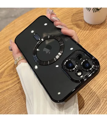 Силіконовий чохол "Transparent Plating" with MagSafe для Apple iPhone 14 Чорний