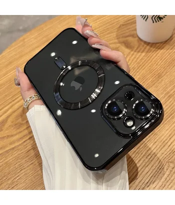 Силіконовий чохол "Transparent Plating" with MagSafe для Apple iPhone 14 Plus Чорний Силіконовий чохол "Transparent Plating" with MagSafe для Apple iPhone 14 Plus Чорний