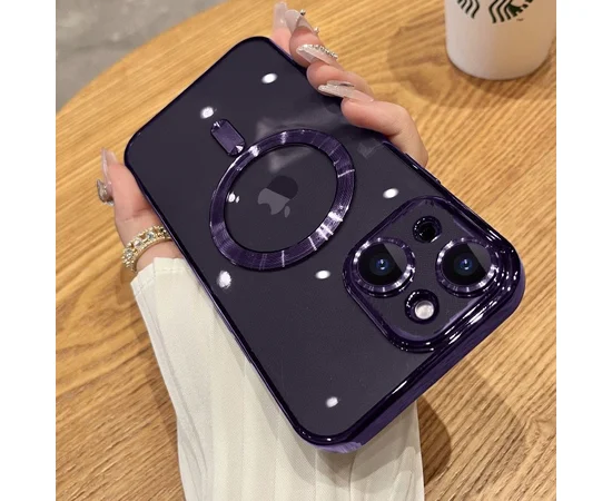 Силіконовий чохол "Transparent Plating" with MagSafe для Apple iPhone 14 Plus Фіолетовий