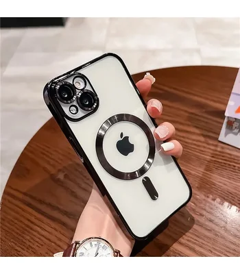 Силиконовый чехол "Transparent Plating" with MagSafe для Apple iPhone 15 Plus Черный