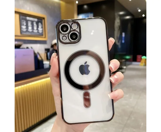 Силіконовий чохол "Transparent Plating" with MagSafe для Apple iPhone 15 Чорний