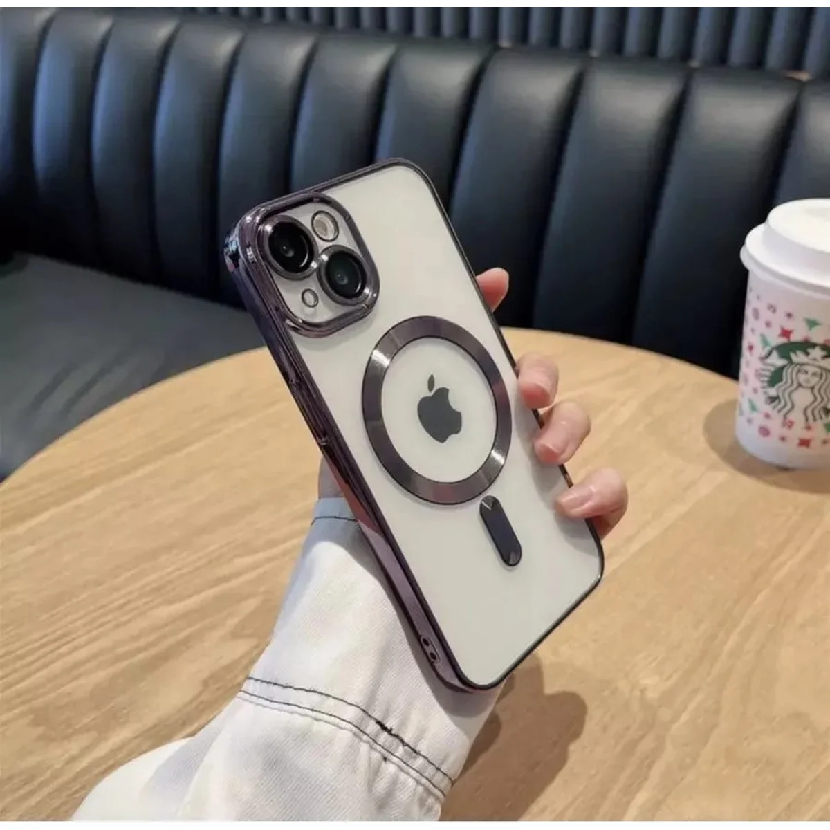 Силіконовий чохол "Transparent Plating" with MagSafe для Apple iPhone 15 Plus Фіолетовий