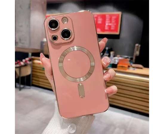 Силіконовий чохол "Luxury Plating" with MagSafe для Apple iPhone 13 Рожевий