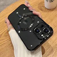 Силиконовый чехол "Transparent Plating" with MagSafe для Apple iPhone 15 Plus Черный