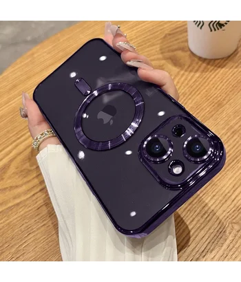 Силіконовий чохол "Transparent Plating" with MagSafe для Apple iPhone 14 Фіолетовий