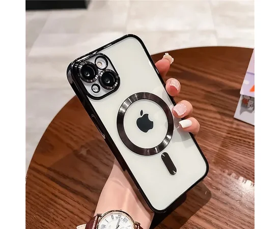 Силіконовий чохол "Transparent Plating" with MagSafe для Apple iPhone 15 Чорний
