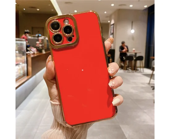 Силиконовый чехол "Enhanced Gold Plated" для iPhone 13 Pro Max Красный