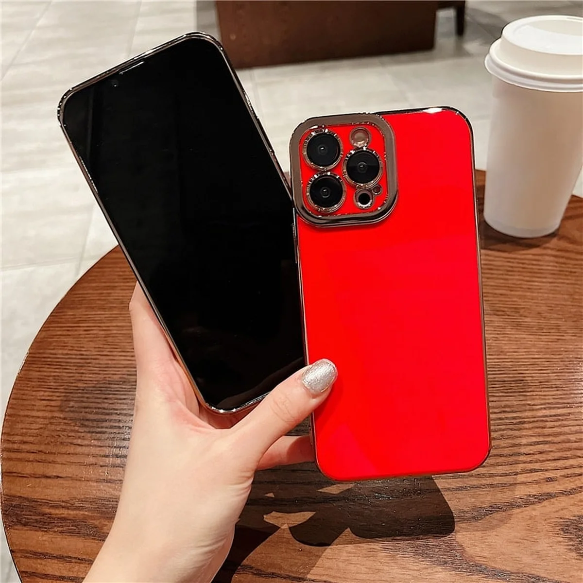 Силиконовый чехол "Enhanced Gold Plated" для iPhone 13 Pro Max Красный