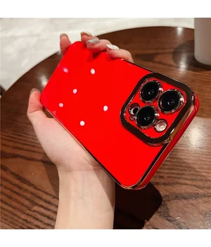 Силиконовый чехол "Enhanced Gold Plated" для iPhone 13 Pro Max Красный