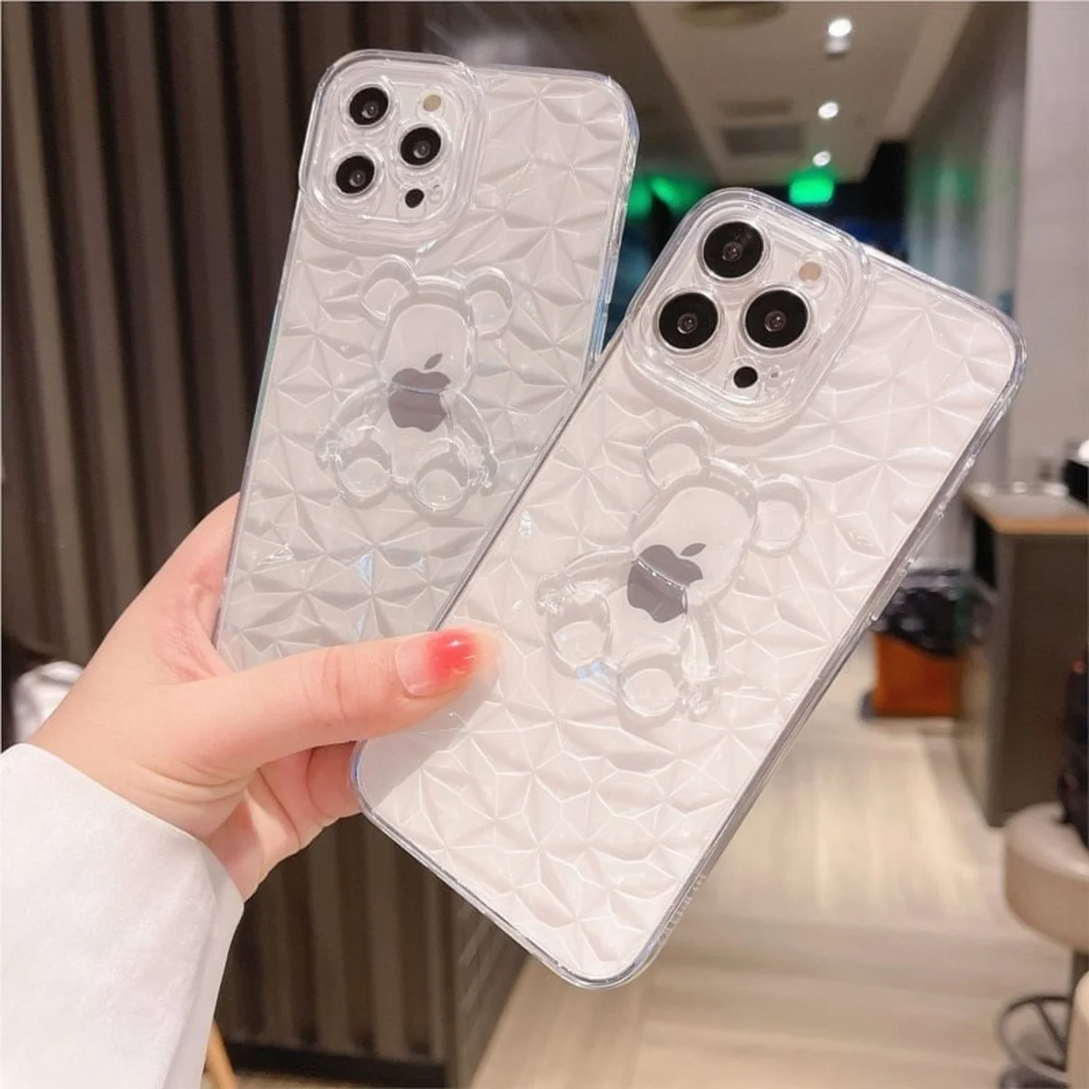 Силиконовый чехол "Bear Diamond" для Apple iPhone 13 Pro Max Прозрачный