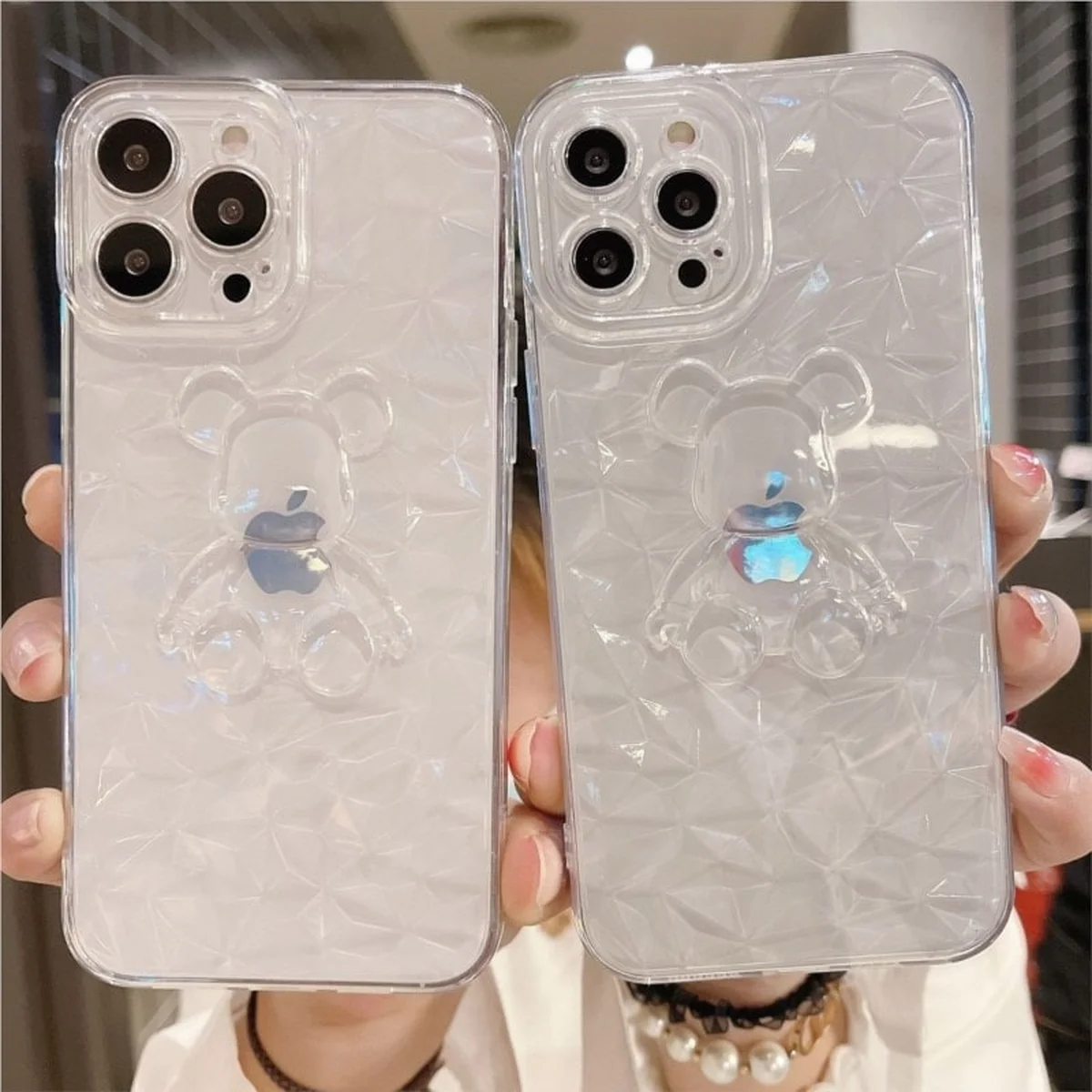 Силіконовий чохол "Bear Diamond" для Apple iPhone 13 Pro Прозорий