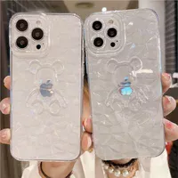 Силиконовый чехол "Bear Diamond" для Apple iPhone 13 Pro Прозрачный