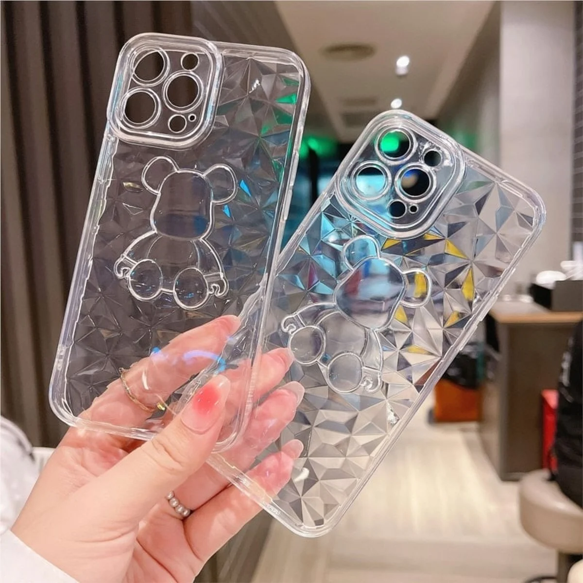 Силіконовий чохол "Bear Diamond" для Apple iPhone 13 Pro Max Прозорий