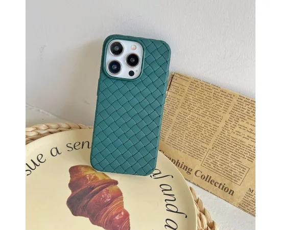 Силиконовый чехол "Weaving" зеленый для iPhone 13 Pro Max