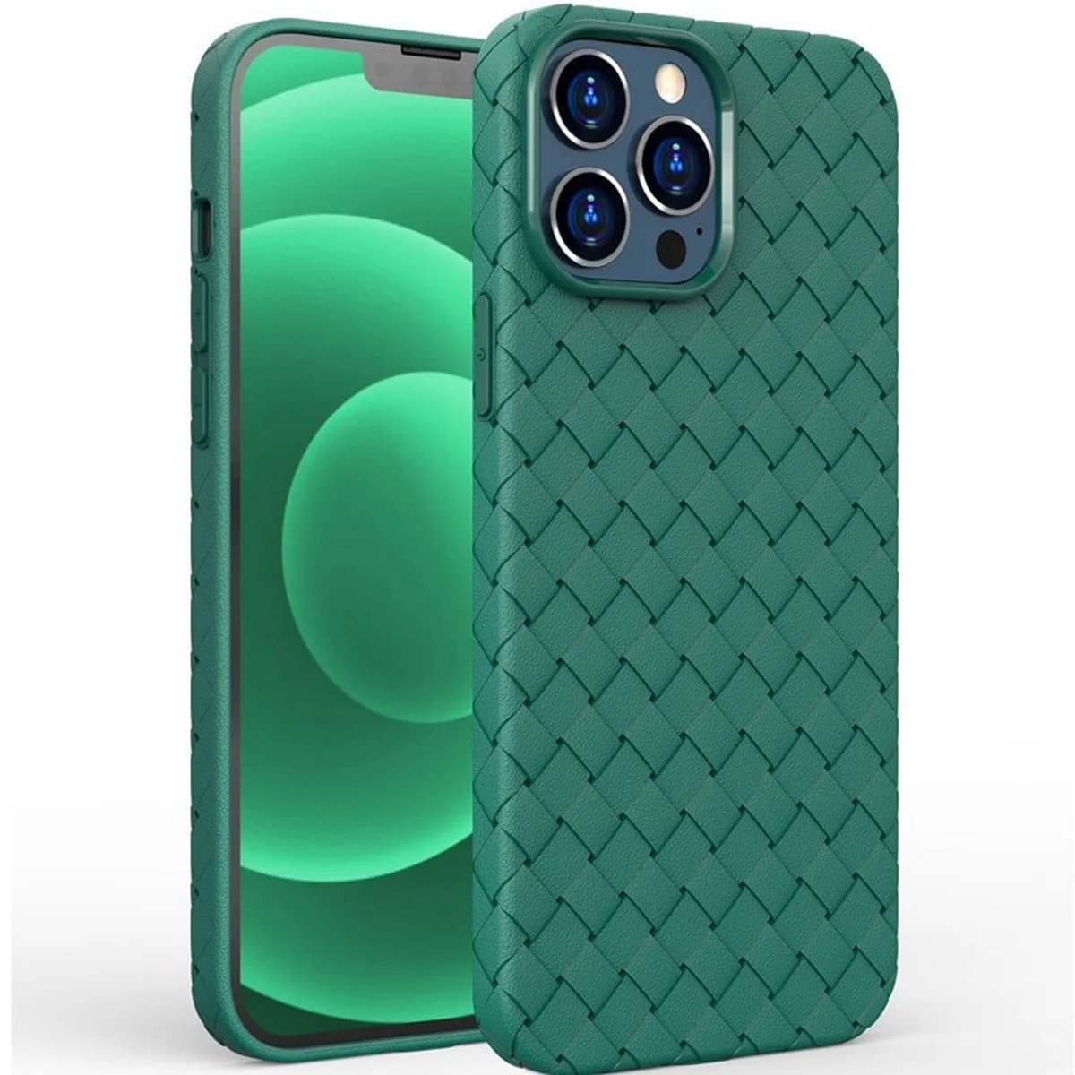 Силиконовый чехол "Weaving" зеленый для iPhone 13 Pro Max