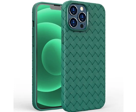 Силиконовый чехол "Weaving" зеленый для iPhone 13 Pro Max