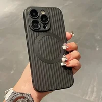 Силиконовый чехол "Ribbed Matte" with MagSafe для Apple iPhone 14 Pro Черный