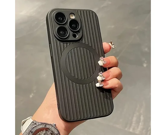 Силиконовый чехол "Ribbed Matte" with MagSafe для Apple iPhone 13 Pro Max Черный