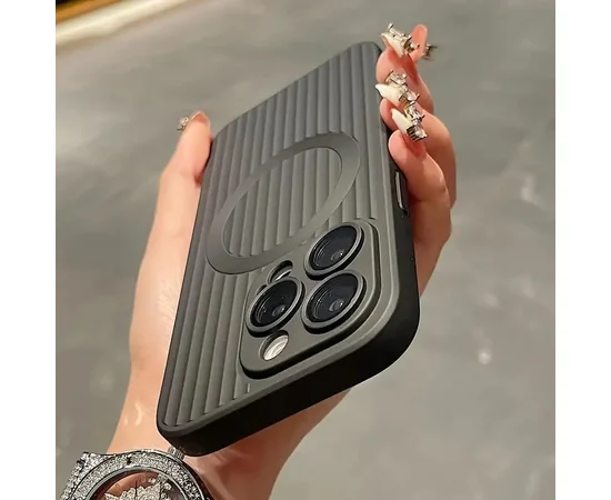 Силиконовый чехол "Ribbed Matte" with MagSafe для Apple iPhone 13 Pro Max Черный