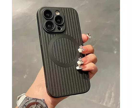 Силиконовый чехол "Ribbed Matte" with MagSafe для Apple iPhone 13 Pro Max Черный
