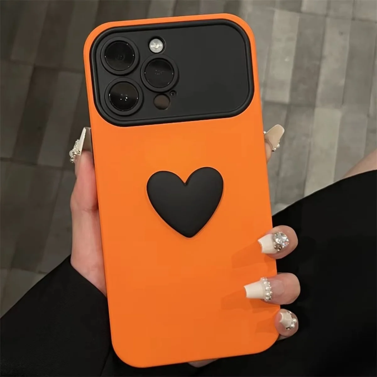 Силіконовий чохол "Black Heart" для iPhone 16 Pro Помаранчевий