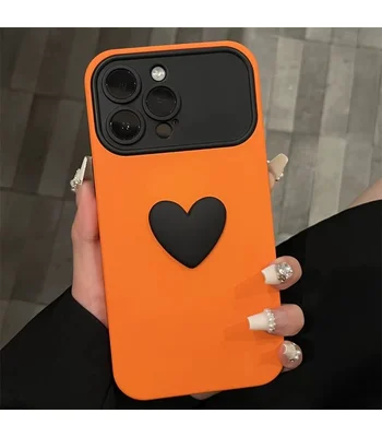 Силіконовий чохол "Black Heart" для iPhone 16 Pro Max Помаранчевий