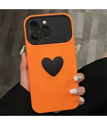 Силіконовий чохол "Black Heart" для iPhone 15 Pro Max Помаранчевий Силіконовий чохол "Black Heart" для iPhone 15 Pro Max Помаранчевий