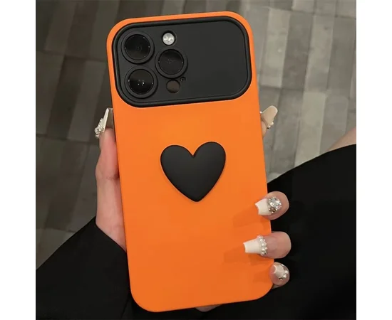 Силіконовий чохол "Black Heart" для iPhone 16 Pro Помаранчевий