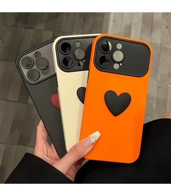 Силіконовий чохол "Black Heart" для iPhone 16 Pro Max Помаранчевий