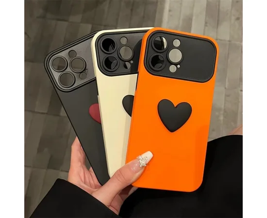 Силіконовий чохол "Black Heart" для iPhone 16 Pro Помаранчевий